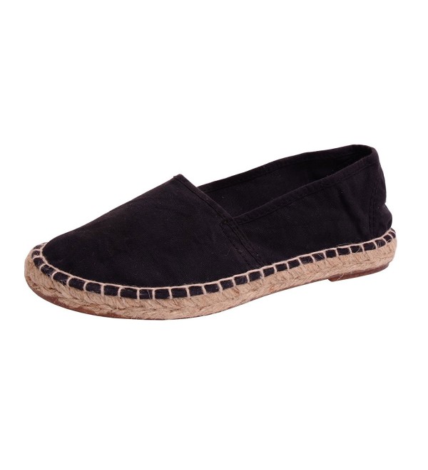 Women's Espadrille Eco Friendly Sole Cotton Slip On - Black - CX12EGLYA69