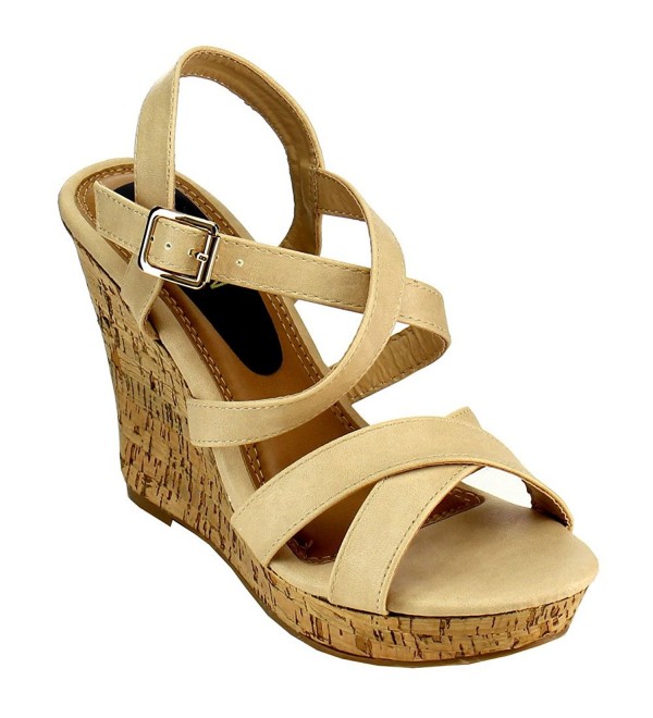 Womens Platform Strappy Sandals Natural