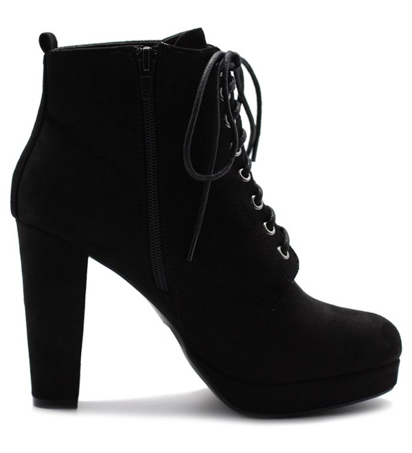 Women's Shoe Faux Suede Lace-up Platfrom Ankle Chunky Heel Booties ...