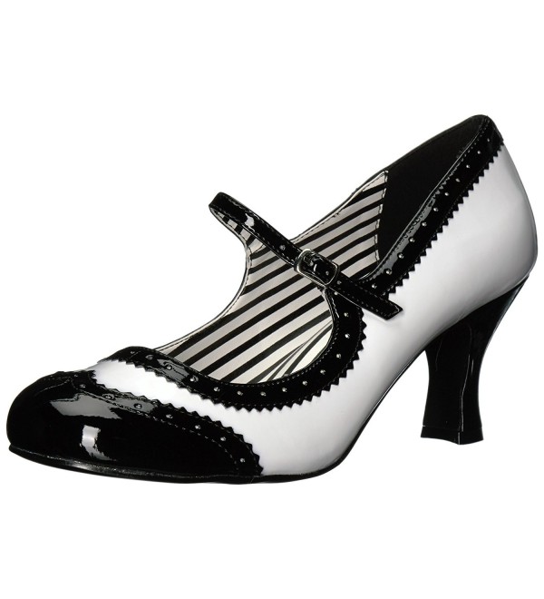 Pleaser Womens Jenna06 Wht Blk Patent