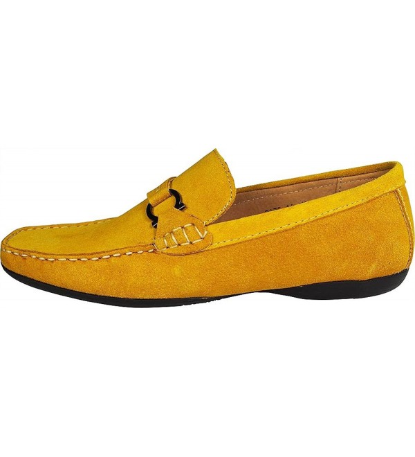 Mens Suede Metal Horse Bit Ring Driving Moccasin- Yellow 39625-10D(M)US ...