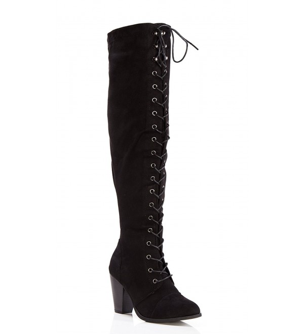 OLIVIA Womens Over Lace Up Mid Heel