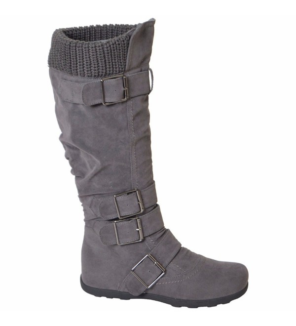 Womens Suede Winter Buckle Boots