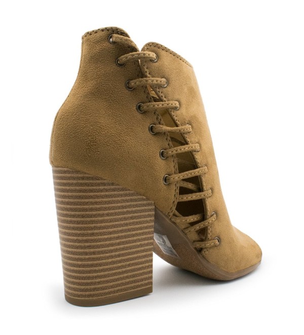 gbg los angeles women's harlin round toe stacked heel boot
