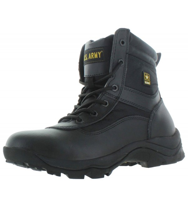 Men's Combat Leather Boots Service Law Enforcement - Black/Black ...