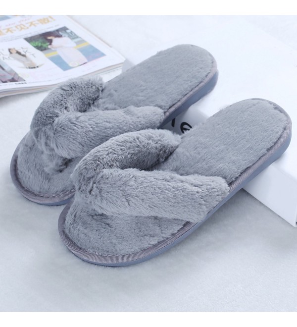 Women's Soft Spa Thong Slippers Plush Indoor Clog Flip Flops House ...
