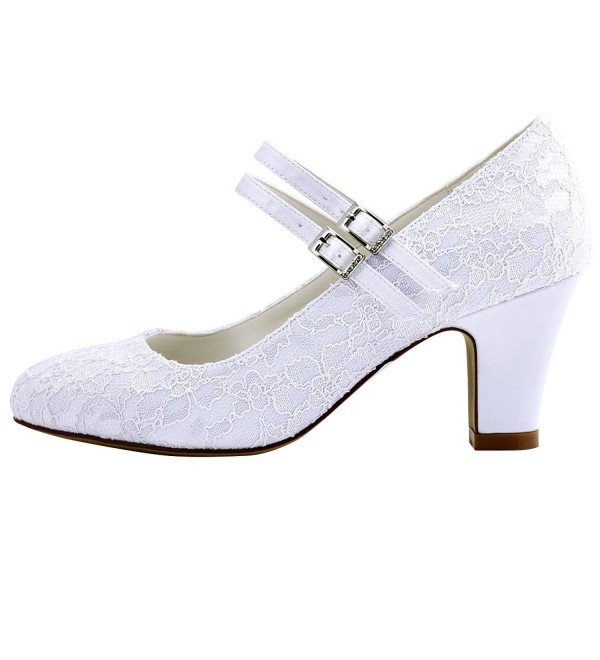 HC1708 Women Mary Jane Block Heel Pumps Closed Toe Lace