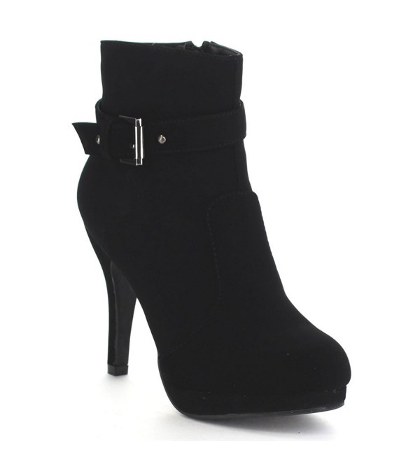 George-15 Women's Strap Buckle Stiletto Heel Ankle Booties - Black ...