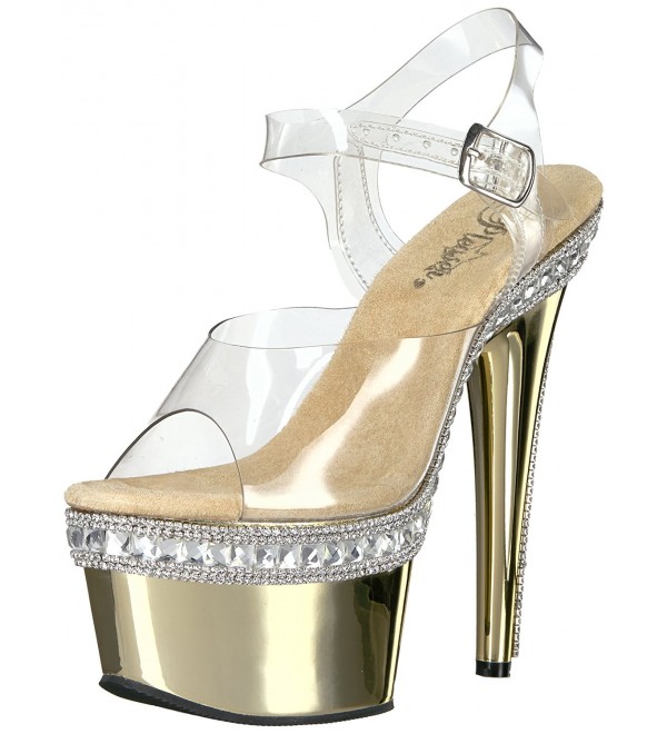 Women's Ado708rs-1/C/Gch Platform Sandal - Clr/Gold Chrome - CV12BCUD68L