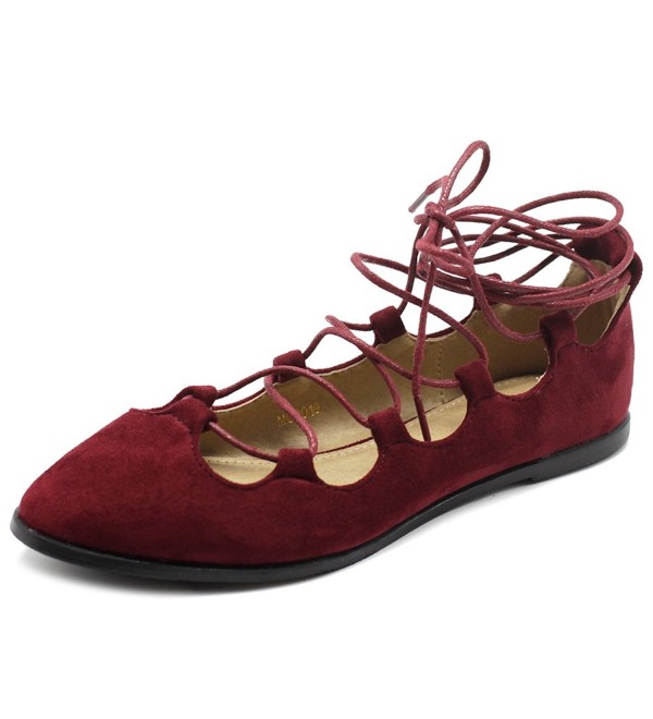 Ollio Womens Comfort Ghillie Burgundy