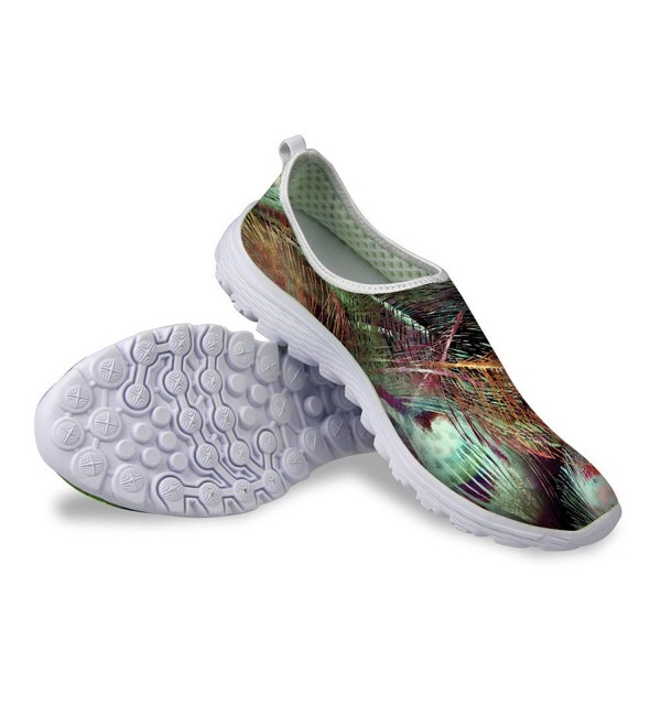 Fashion Peacock Feather Print Womens Mens Convenient Slip on Walking ...