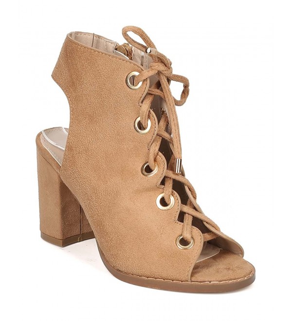 Women Faux Suede Chunky Heel Bootie - Dressy- Casual- Trendy - Lace Up ...
