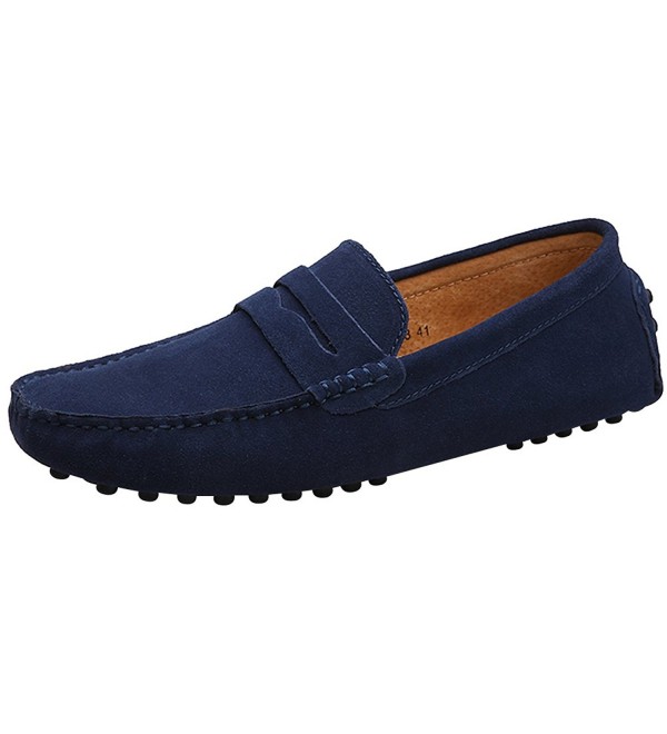 navy blue driving moccasins