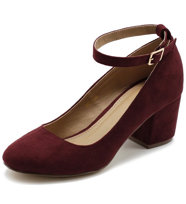 Ollio Womens Suede Chunky Burgundy