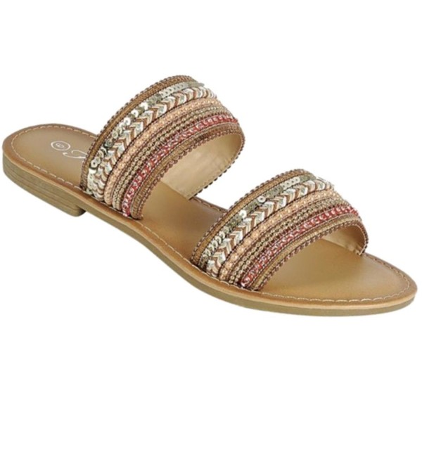 beaded slip on sandals