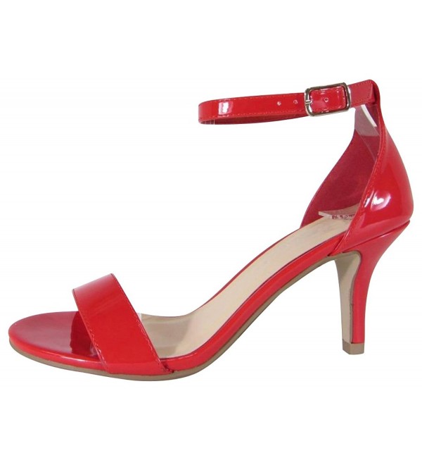 red strappy sandals mid heel