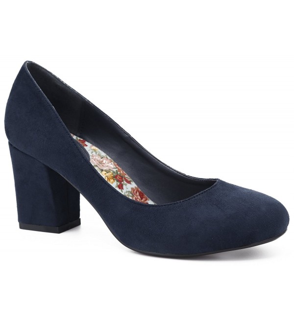 navy pumps block heel