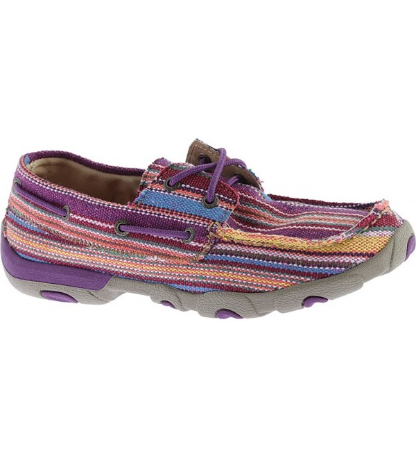 Twisted Womens Multi Striped Driving Moccasins