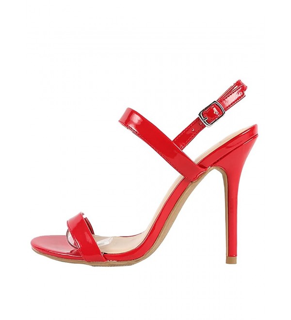 Adele Slingback Ankle Strap Stiletto High Heel Shoe Sandals - Red ...