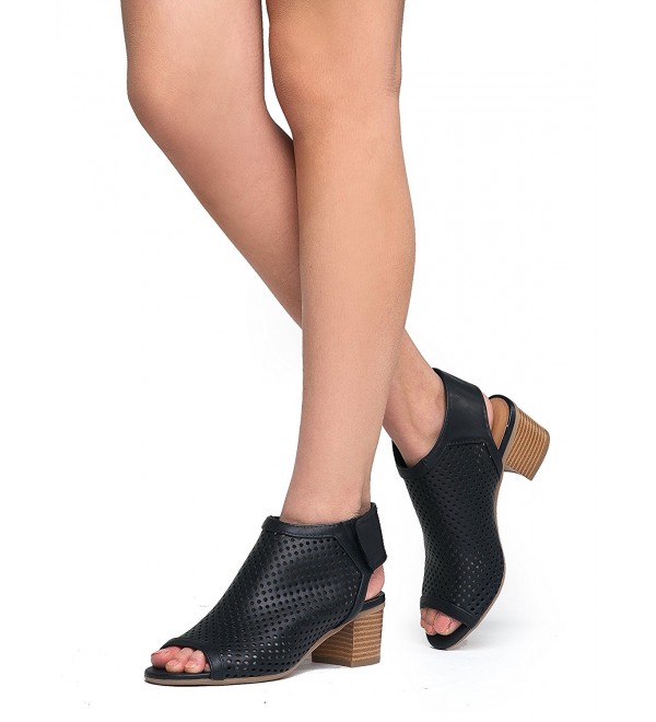 black stacked heel bootie