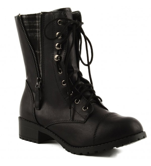 Soda Womens Lace up Combat Mid Calf