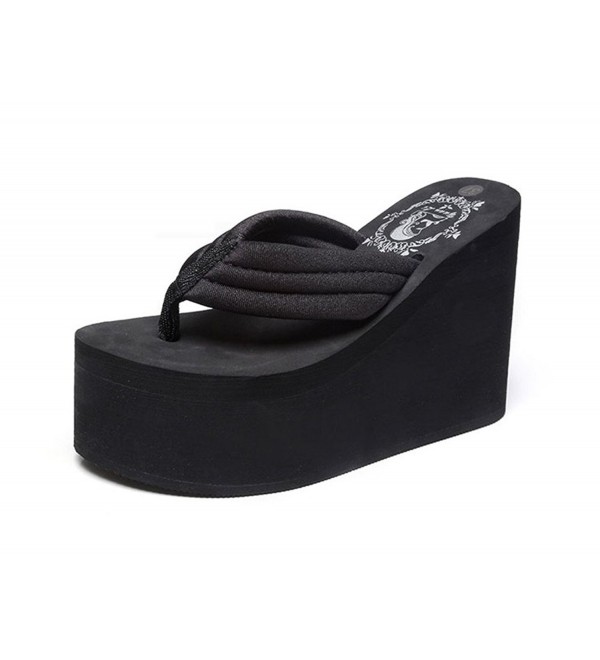 black wedge flip flops womens