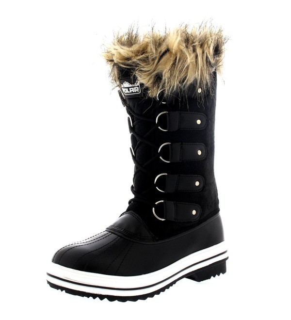 black lace up snow boots