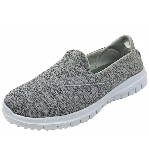 Womens Slip On Comfort Foam Lined Sneaker Shoe - Heathered Grey ...