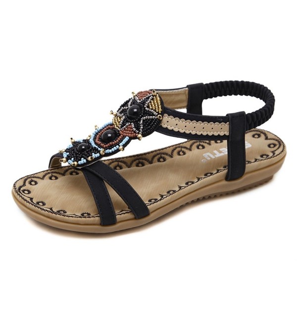 Meeshine Rhinestone Gladiator Sandals Black 03