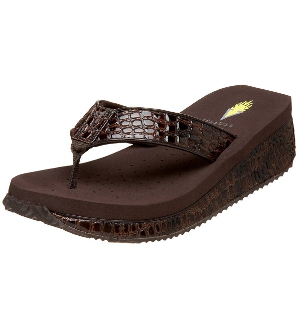 Volatile Womens Croco Wedge Sandal