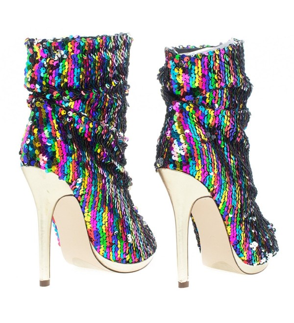 Maxim-12 Multi Color Sequins Peep Toe High Heel Above Ankle Bootie ...