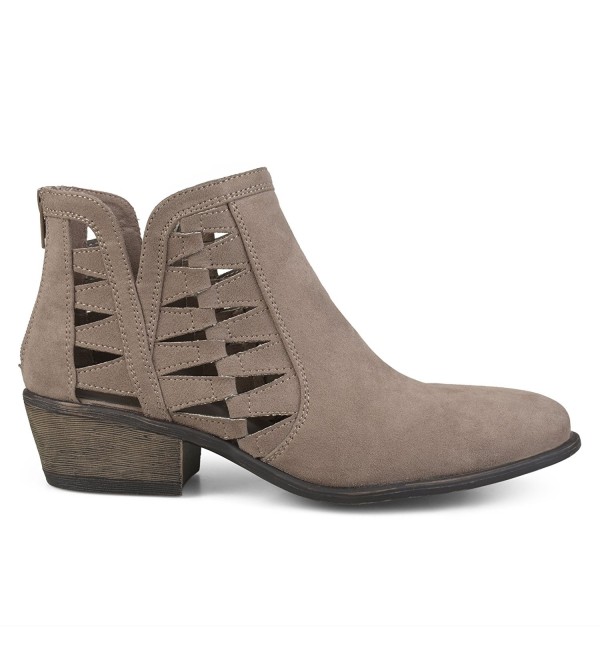 Womens Side Slit Cut-Out Faux Suede Booties - Taupe - CV1839OAWU4