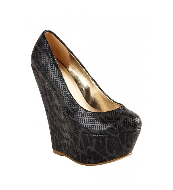 Womens Platform Wedges Snakeskin Pattern