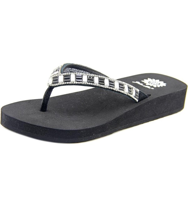 Women's Yellowbox- Pleasant Thong Sandal - Black Clear - C91200S5E6N