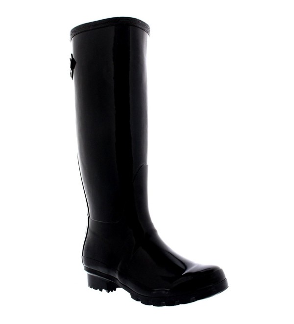 Womens Adjustable Back Tall Gloss Winter Snow Rain Wellies Wellington ...