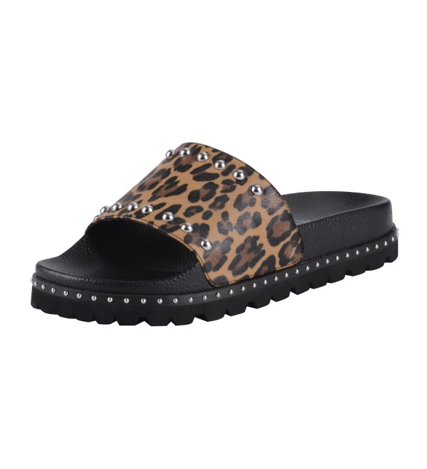 leopard slip on sandals