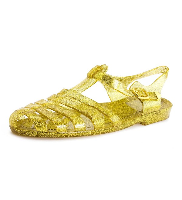 Women's Soft Retro Jelly Buckle Closure Sandals (Adults) - Gold ...