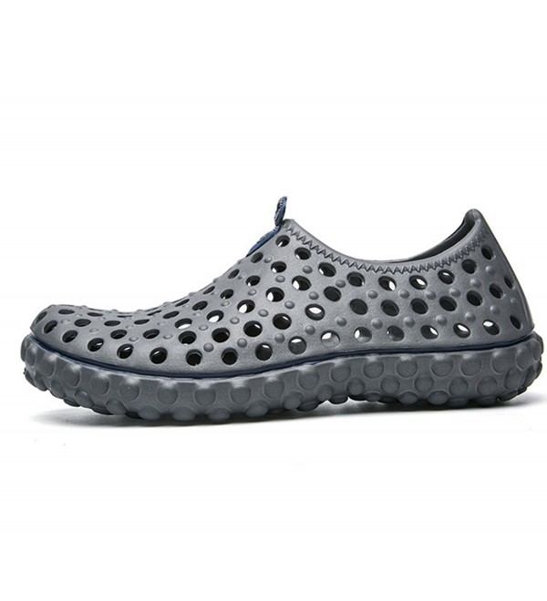 Men's Breathable Pull-on Water Shoes Hole Sandals - Grey - CF17AAYTGS0