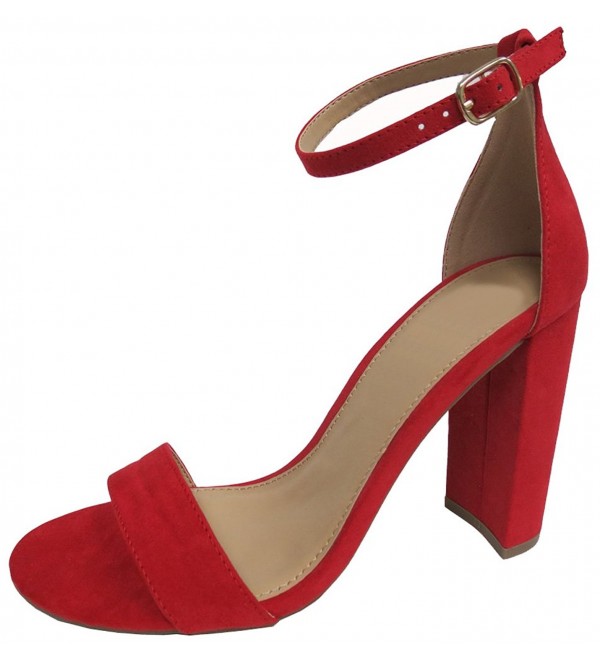 womens red block heel sandals