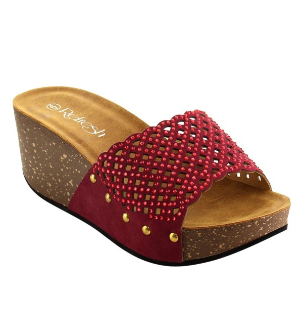 Refresh Womens Rhinestone Studded Platform