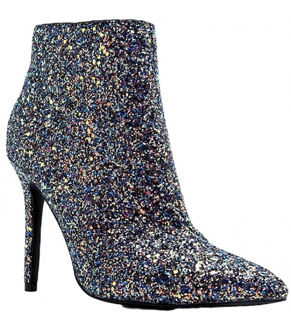 Milia-109 Pointed Pointy Toe Ankle High Stiletto Heel Glitter Boot ...