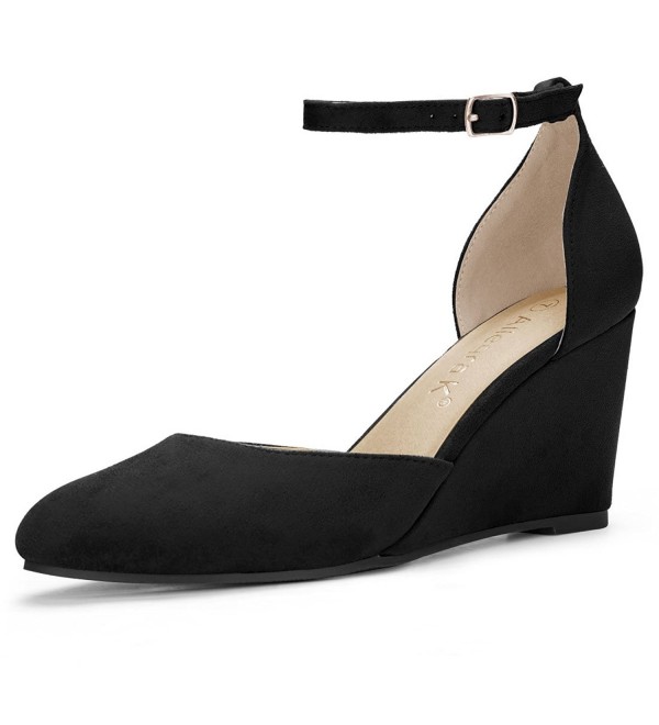 Women's Ankle Strap Wedge Pumps - Black - CS180IXES5E