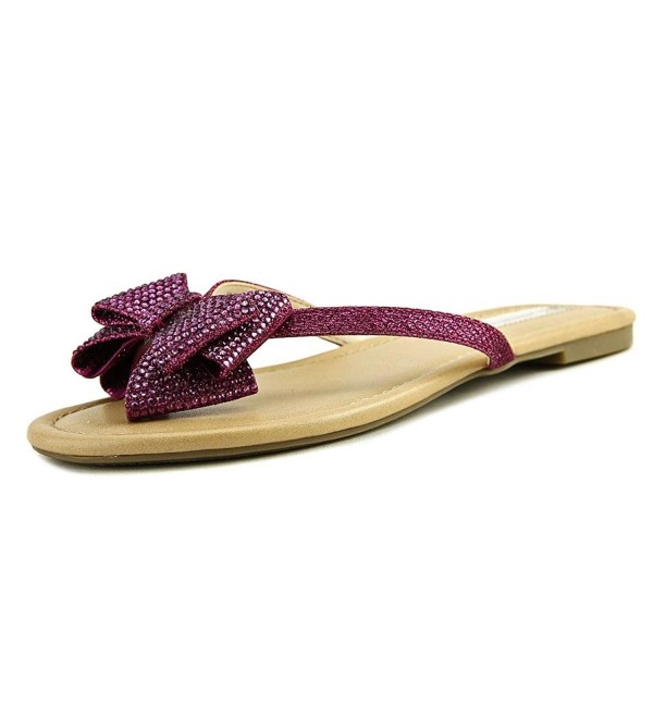 Womens Mabae Canvas Open Toe Beach Slide Sandals - Rasberry - CB11466X1GL