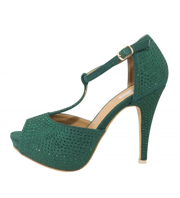 Chicastic Rhinestone Platform Wedding Emerald