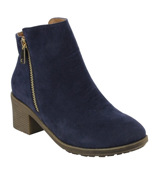 Beston Womens Stacked Zipper Booties