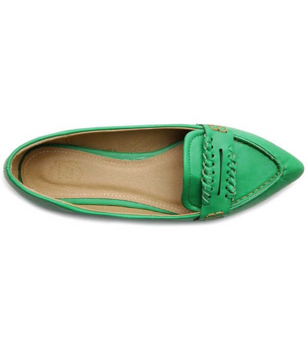 green pointed toe flats