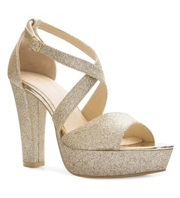 gold glitter peep toe heels