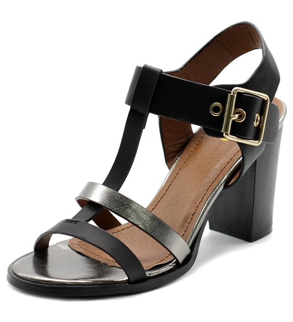 Ollio Womens T Strap Stack Sandal