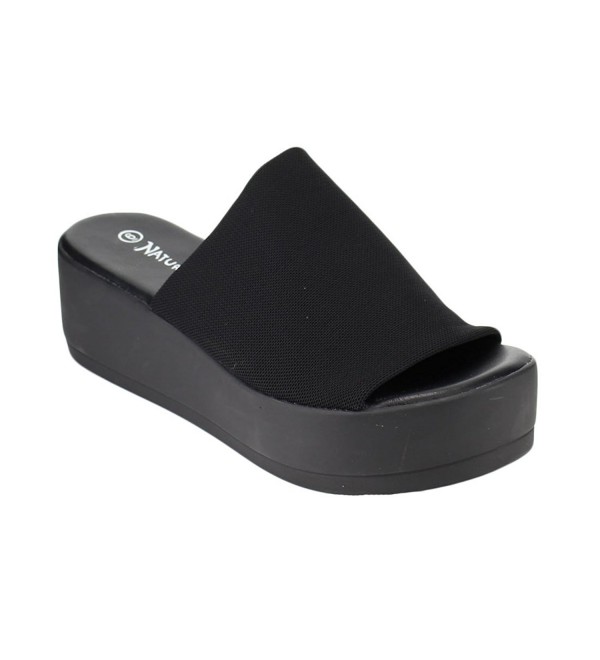 black stretchy platform sandals
