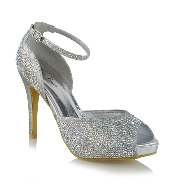 Womens Bridal Glitter Sparkly Platform